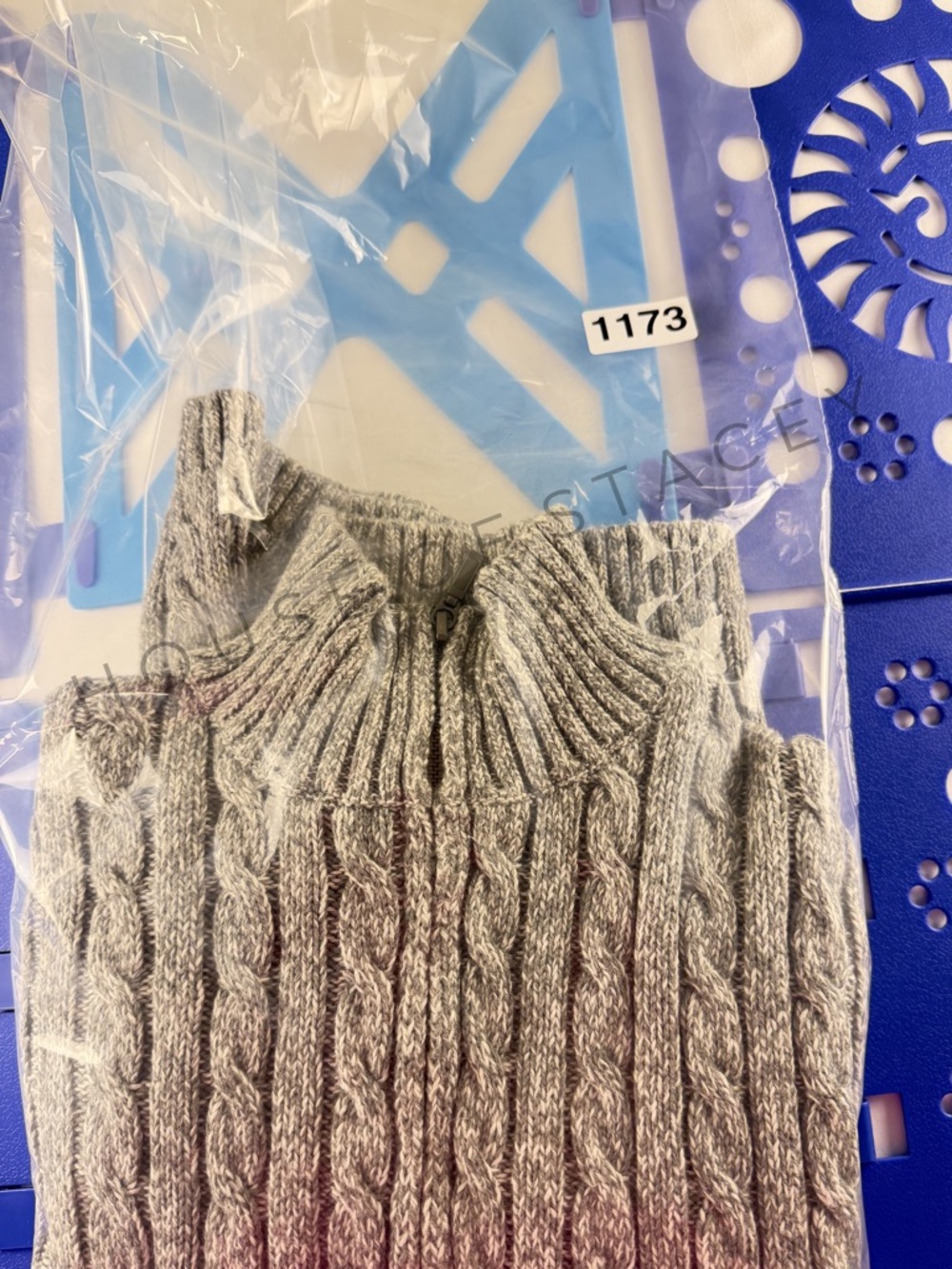 L.L.Bean Cable Knit Sweater Zip Gray Cotton Petite Small Cozy - Picture 8 of 8